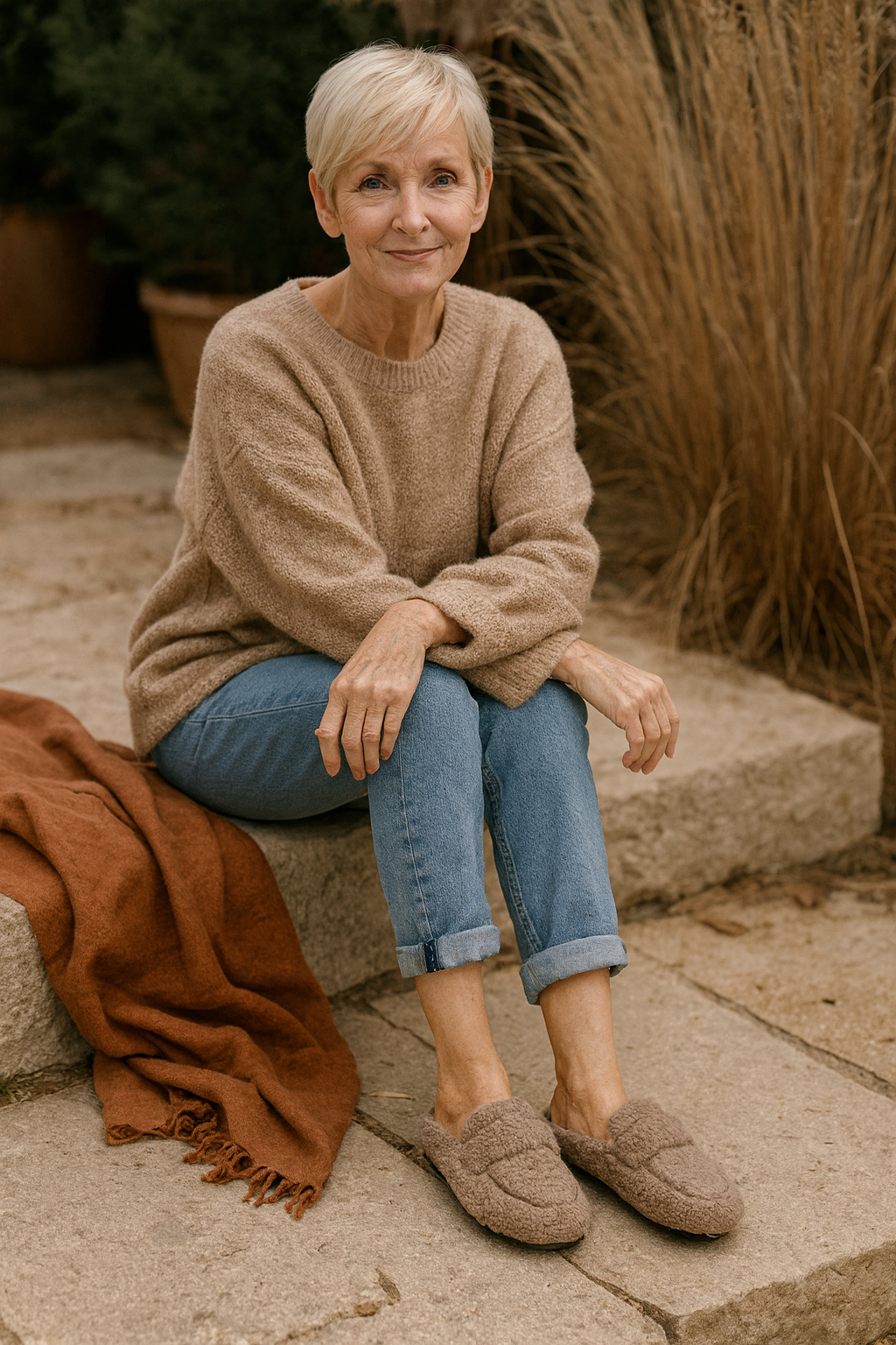 AVANI™ | Luxe Lamswollen halfopen Mocassins